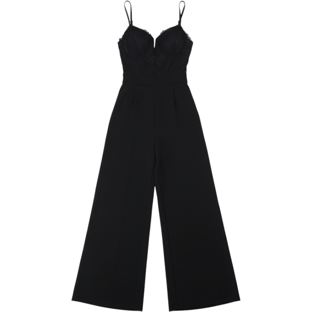 Stevie by Steve Madden Black Lace Bustier Wide Leg Jumpsuit New With Tags Small